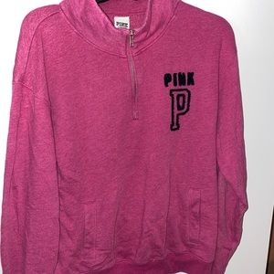 VS PINK hot pink 3/4 zip sweatshirt